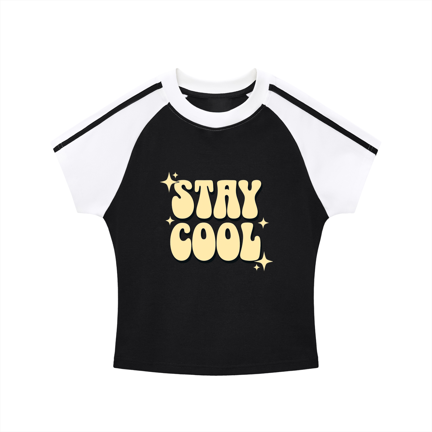 Contrast Stripes Bodycon Raglan  Sleeve T-Shirt