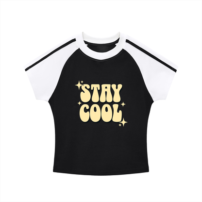 Contrast Stripes Bodycon Raglan  Sleeve T-Shirt