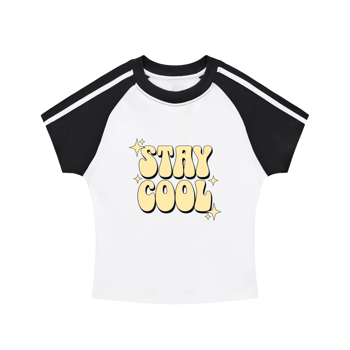 Contrast Stripes Bodycon Raglan  Sleeve T-Shirt