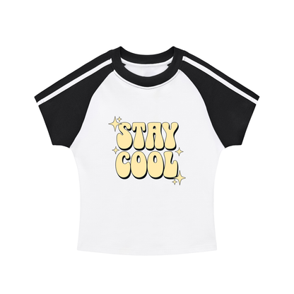 Contrast Stripes Bodycon Raglan  Sleeve T-Shirt