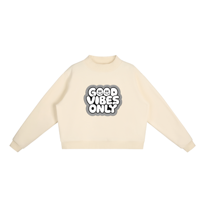 Essential Fleece Mock-Neck Crew Sweatshirt