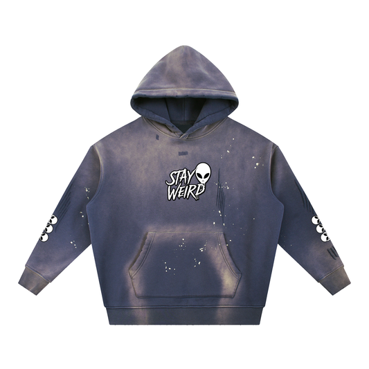 Vintage Washed Frayed Fleece Hoodie